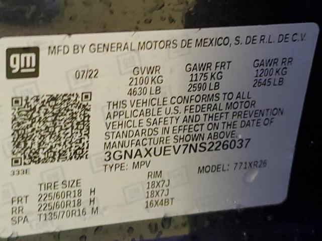 2022 CHEVROLET EQUINOX LT 3GNAXUEV7NS226037