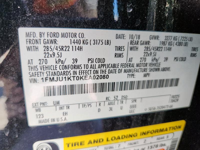 2019 FORD EXPEDITION 1FMJU1KT0KEA02080