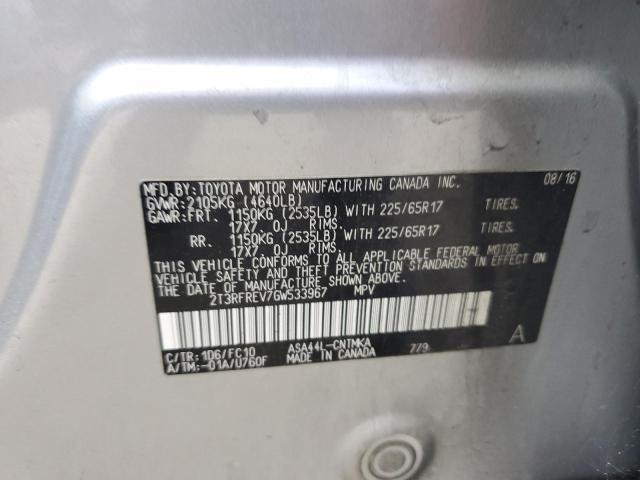2016 TOYOTA RAV4 XLE 2T3RFREV7GW533967