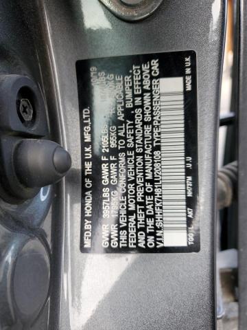2020 HONDA CIVIC EXL SHHFK7H81LU208108