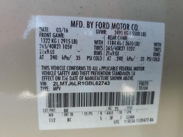 2016 LINCOLN MKX RESERV 2LMTJ6LR1GBL62743