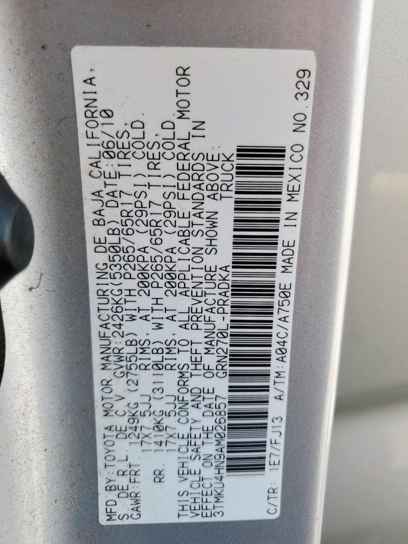2010 TOYOTA TACOMA DOU - 3TMKU4HN9AM026857