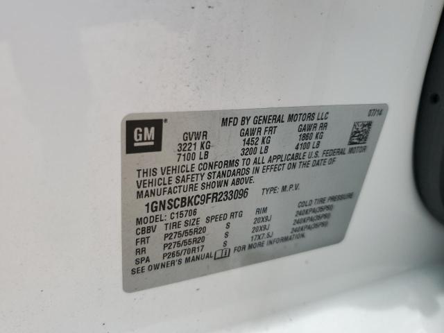 2015 CHEVROLET TAHOE C1500 LT 1GNSCBKC9FR233096