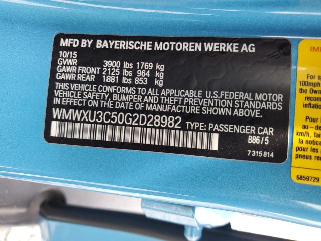 2016 MINI COOPER S WMWXU3C50G2D28982