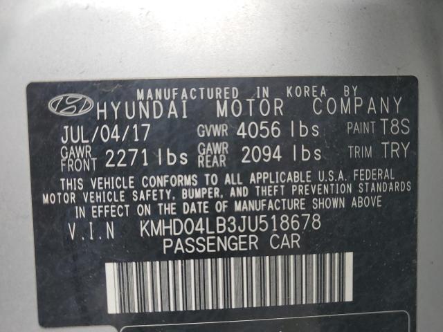 2018 HYUNDAI ELANTRA SP KMHD04LB3JU518678