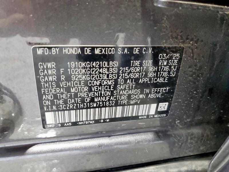 2025 HONDA HR-V LX 3CZRZ1H31SM751832