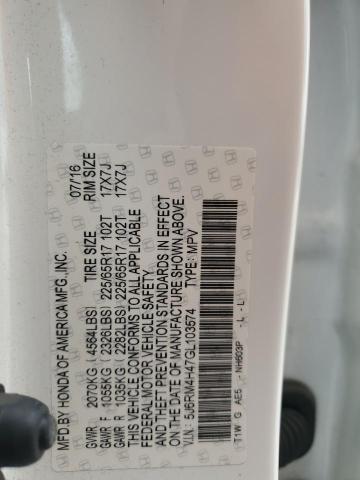 2016 HONDA CR-V SE 5J6RM4H47GL103574