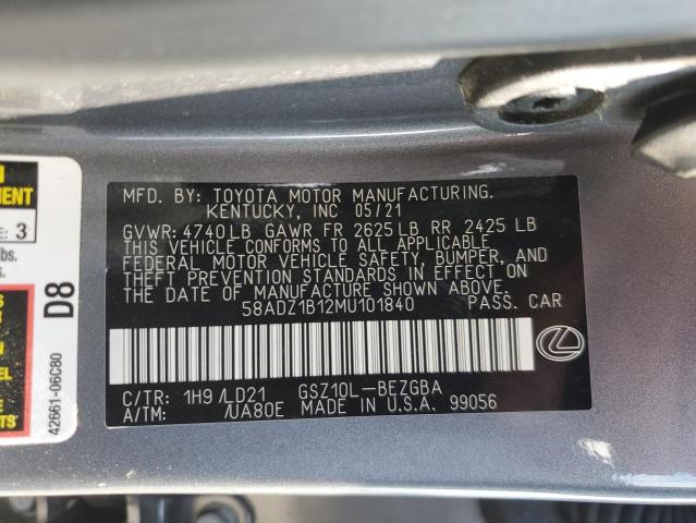 2021 LEXUS ES 350 BAS 58ADZ1B12MU101840