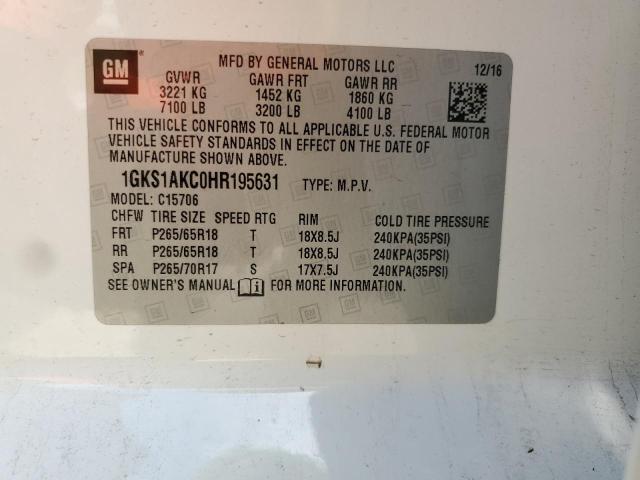 2017 GMC YUKON SLE 1GKS1AKC0HR195631