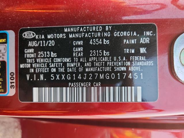 2021 KIA K5 LXS 5XXG14J27MG017451