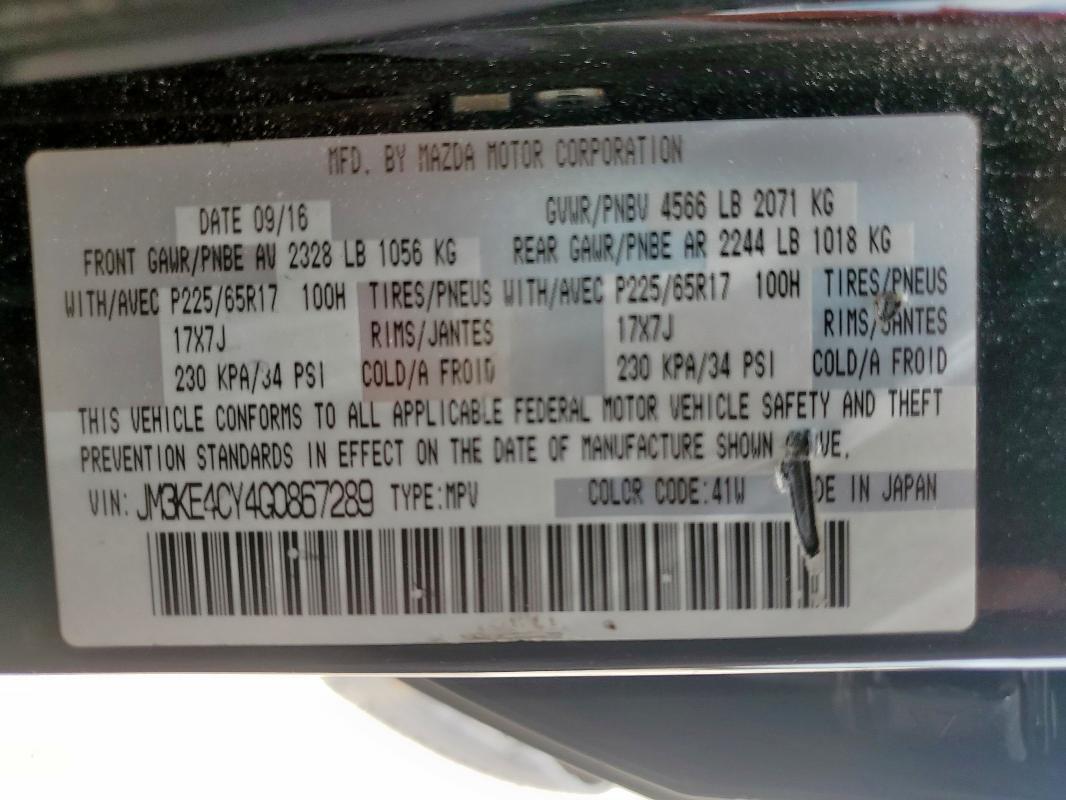 2016 MAZDA CX-5 TOURI JM3KE4CY4G0867289