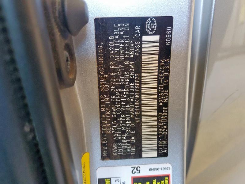 2019 TOYOTA CAMRY L - 4T1B11HK1KU686672
