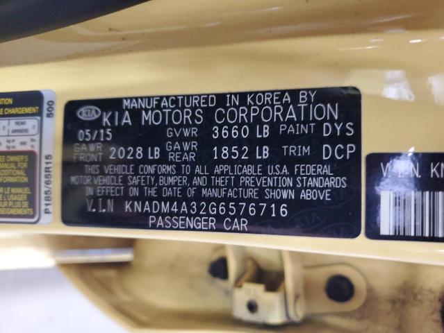 2016 KIA RIO LX KNADM4A32G6576716