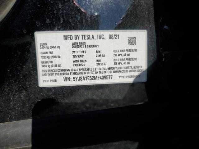 2021 TESLA MODEL S 5YJSA1E52MF439577
