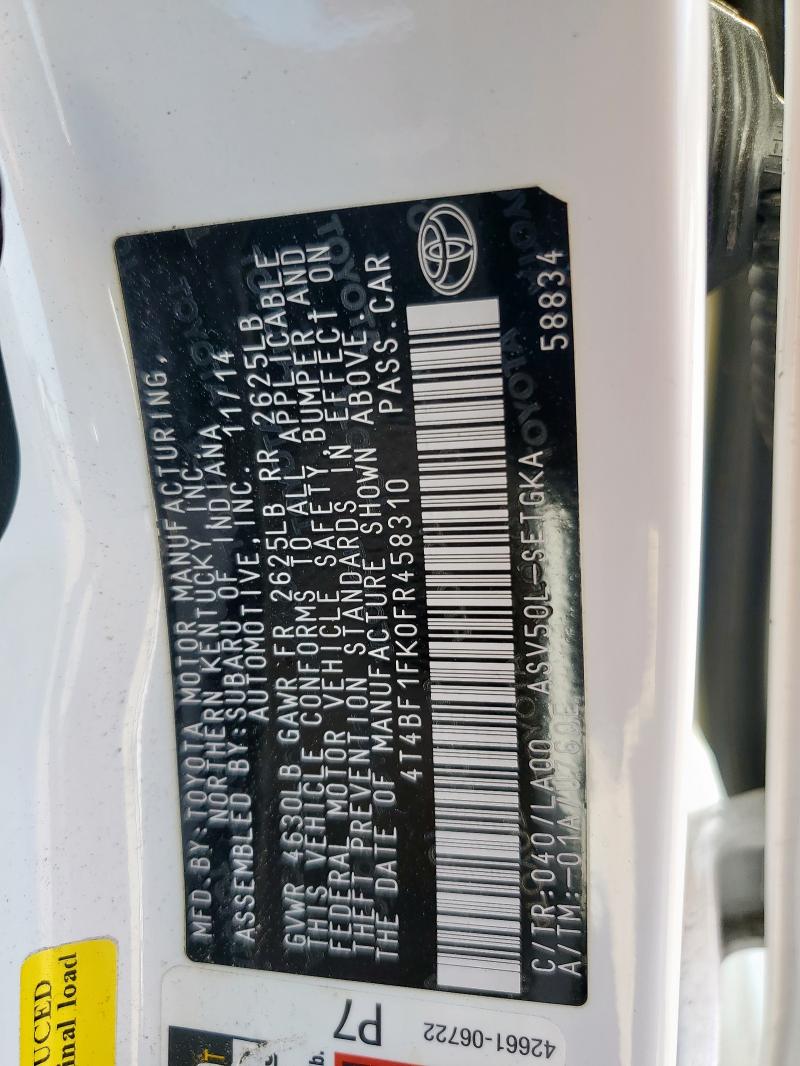 2015 TOYOTA CAMRY - 4T4BF1FK0FR458310