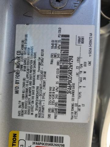 2019 FORD FUSION SEL 3FA6P0CD5KR269298