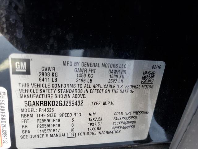 2016 BUICK ENCLAVE 5GAKRBKD2GJ289432
