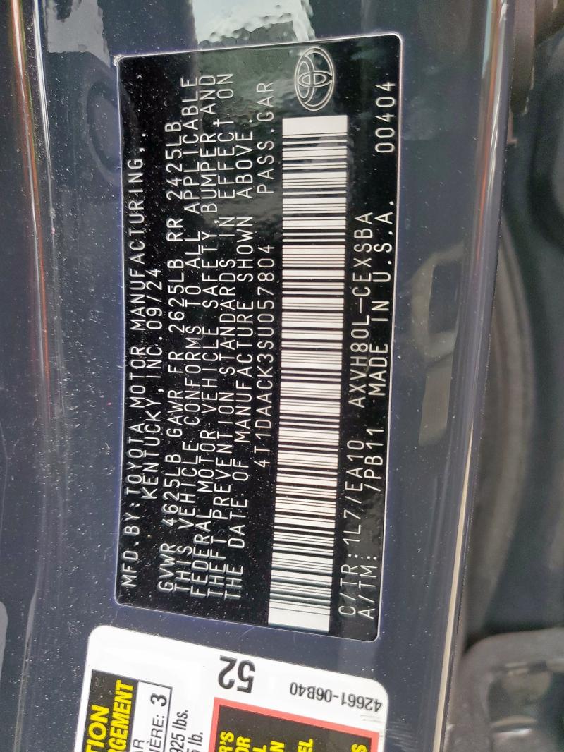 2025 TOYOTA CAMRY XSE 4T1DAACK3SU057804