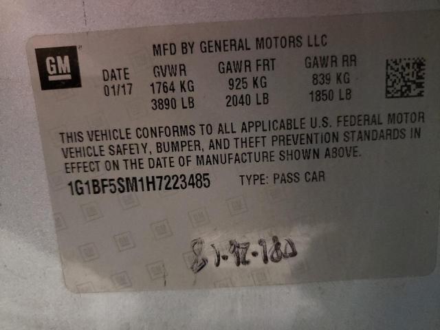 2017 CHEVROLET CRUZE PREM 1G1BF5SM1H7223485