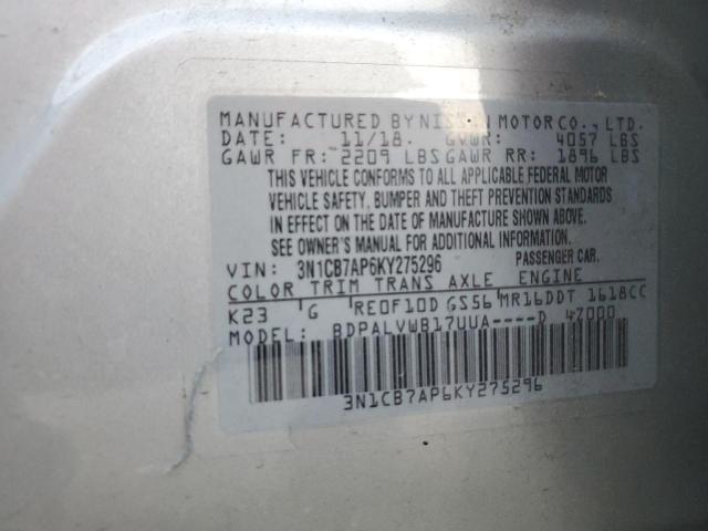 2019 NISSAN SENTRA SR TURBO 3N1CB7AP6KY275296