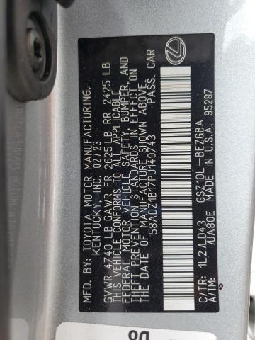 2023 LEXUS ES 350 BAS 58ADZ1B17PU149743