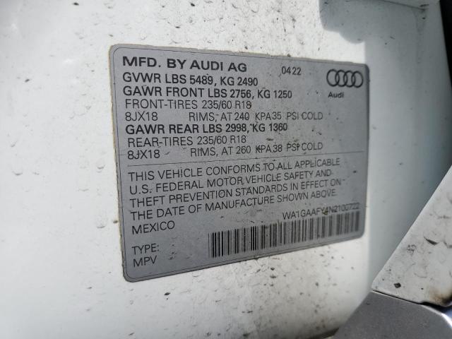 2022 AUDI Q5 PREMIUM WA1GAAFY4N2100722