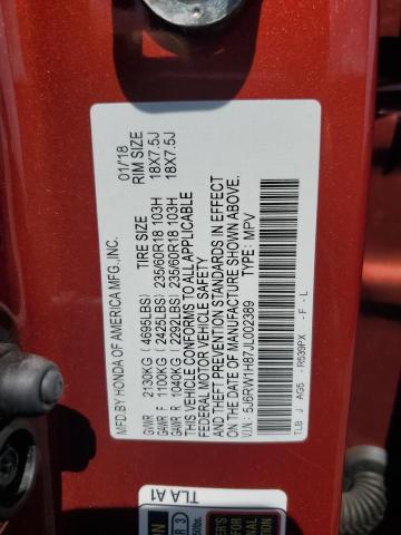 2018 HONDA CR-V EXL 5J6RW1H87JL002389