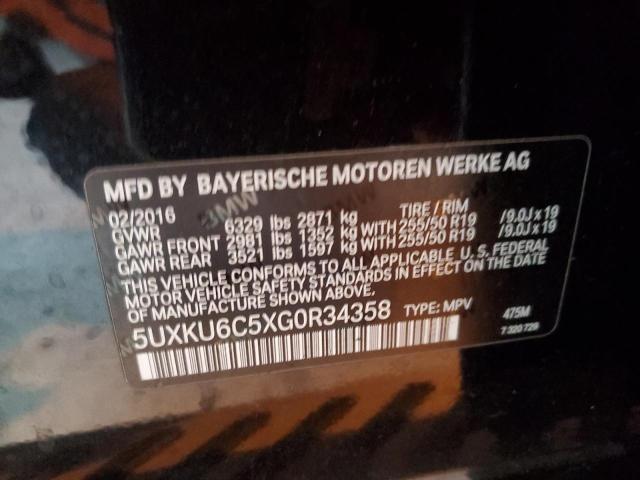 2016 BMW X6 XDRIVE5 5UXKU6C5XG0R34358