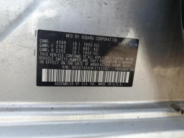 2019 SUBARU IMPREZA LI 4S3GTAS69K3752701