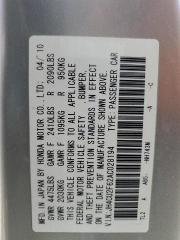 2010 ACURA TSX - JH4CU2F62AC028194