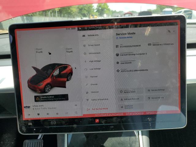2020 TESLA MODEL Y 5YJYGDEE2LF034635
