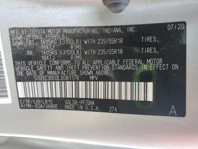 2020 TOYOTA SIENNA XLE 5TDYZ3DC0LS081176