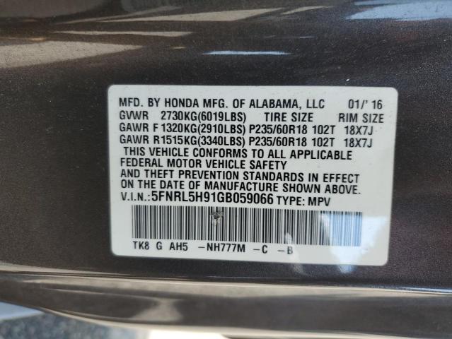 2016 HONDA ODYSSEY TO 5FNRL5H91GB059066