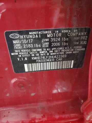 2017 HYUNDAI ELANTRA SE KMHD74LF2HU422369
