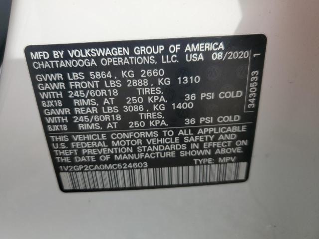 2021 VOLKSWAGEN ATLAS S 1V2GP2CA0MC524603
