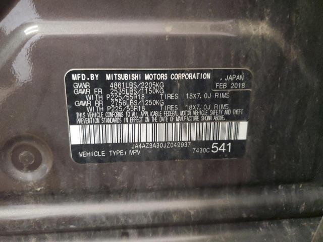 2018 MITSUBISHI OUTLANDER JA4AZ3A30JZ049937