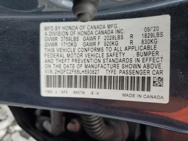 2020 HONDA CIVIC LX 2HGFC2F68LH593827