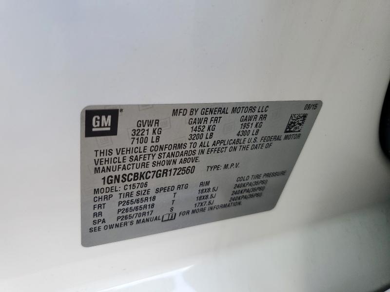 2016 CHEVROLET TAHOE C150 - 1GNSCBKC7GR172560
