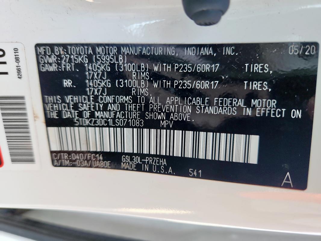 2020 TOYOTA SIENNA LE - 5TDKZ3DC1LS071083