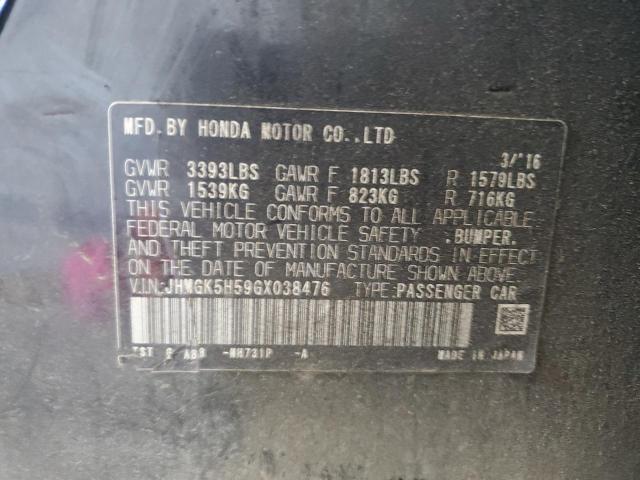 2016 HONDA FIT LX JHMGK5H59GX038476