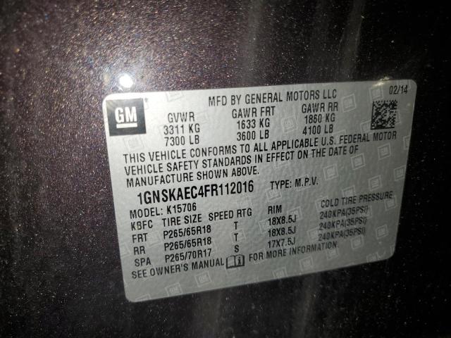 2015 CHEVROLET TAHOE K150 1GNSKAEC4FR112016