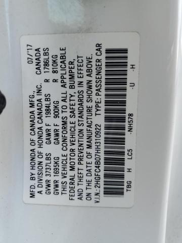 2017 HONDA CIVIC LX 2HGFC4B07HH310922