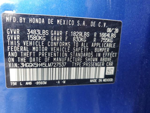 2020 HONDA FIT LX 3HGGK5H45LM727537