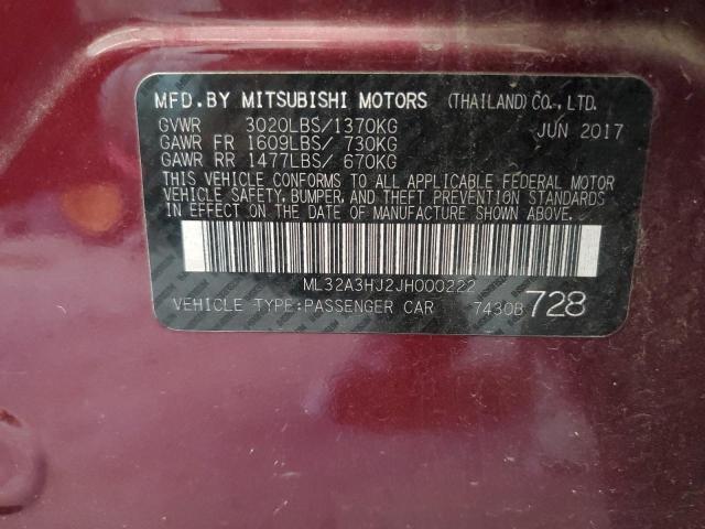2018 MITSUBISHI MIRAGE ES ML32A3HJ2JH000222