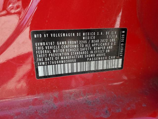 2017 VOLKSWAGEN GOLF S - 3VW217AU6HM030058