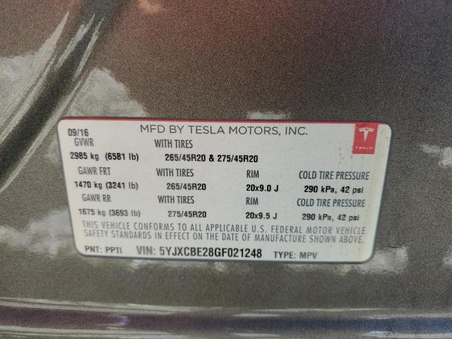 2016 TESLA MODEL X 5YJXCBE28GF021248