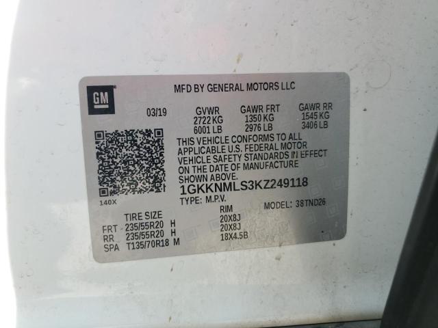 2019 GMC ACADIA SLT 1GKKNMLS3KZ249118