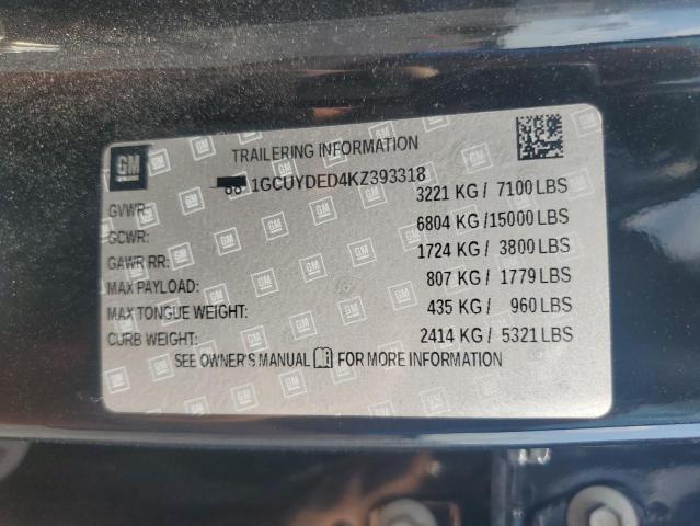2019 CHEVROLET SILVERADO 1GCUYDED4KZ393318