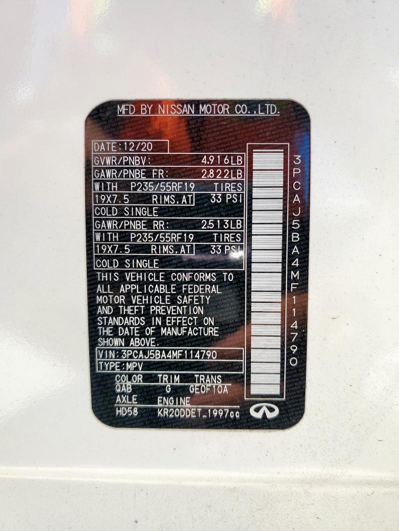 2021 INFINITI QX50 LUXE 3PCAJ5BA4MF114790