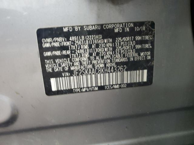 2019 SUBARU FORESTER JF2SKAAC8KH443262